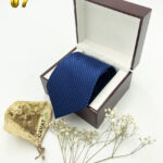 Cà vạt xanh dương - Hộp gỗ - 07