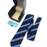 Cà vạt xanh sọc xanh dương + hộp - cvqt06